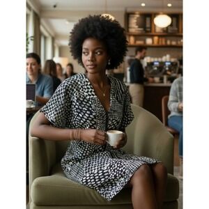 Tramp Zip Front Open Back Mini Dress | Black Cream | Pockets |‎ Y2K | SMALL